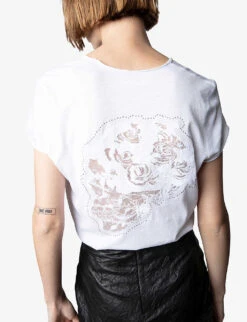 Zadig & Voltaire Story Floral And Skull Cotton T-shirt -Whistles Shop R04105492 BLANC ALT04