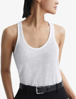 Reiss Taloulah Crew-neck Relaxed-fit Linen Vest -Whistles Shop R04107022 WHITE ALT02