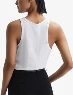 Reiss Taloulah Crew-neck Relaxed-fit Linen Vest -Whistles Shop R04107022 WHITE ALT03