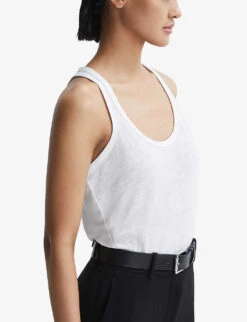 Reiss Taloulah Crew-neck Relaxed-fit Linen Vest -Whistles Shop R04107022 WHITE ALT04