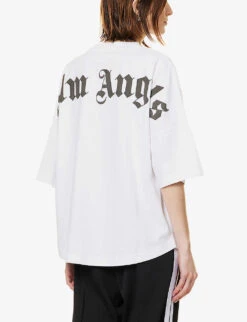 Palm Angels Oversized Logo-print Cotton-jersey T-shirt -Whistles Shop R04107183 WHITEBLACK ALT03