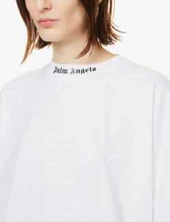 Palm Angels Oversized Logo-print Cotton-jersey T-shirt -Whistles Shop R04107183 WHITEBLACK ALT04