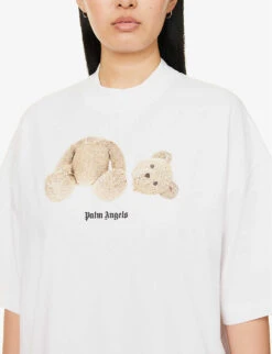 Palm Angels Bear-print Cotton-jersey T-shirt -Whistles Shop R04107185 WHITEBROWN ALT04