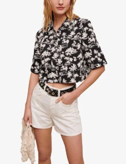 Maje Swirl-patch High-rise Denim Shorts 9 Maje Swirl-patch High-rise Denim Shorts -Whistles Shop R04109081 BLANC ALT02