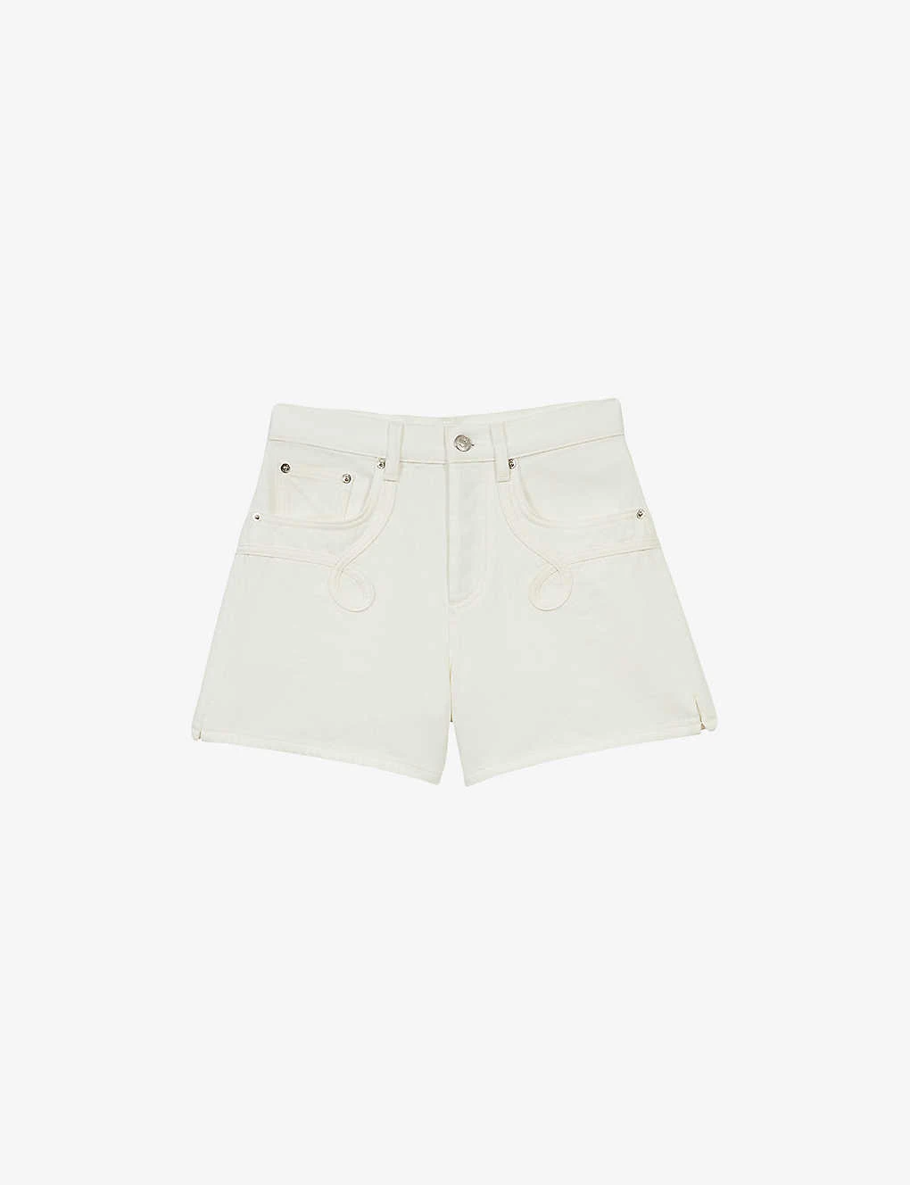 Maje Swirl-patch High-rise Denim Shorts 3 Maje Swirl-patch High-rise Denim Shorts