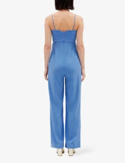 CLAUDIE PIERLOT Jalouse Scalloped-trim Openwork Woven Jumpsuit -Whistles Shop R04109616 BLEUS ALT03