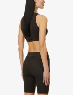 ESSENTIALS Logo-tab Ribbed Woven Shorts -Whistles Shop R04111040 OFFBLACK ALT03