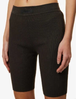 ESSENTIALS Logo-tab Ribbed Woven Shorts -Whistles Shop R04111040 OFFBLACK ALT04