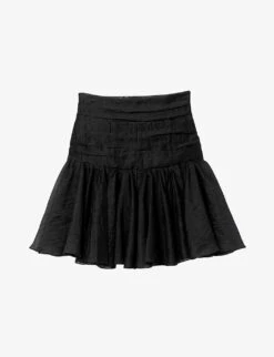 Sandro Ruffled Linen-blend Mini Skirt