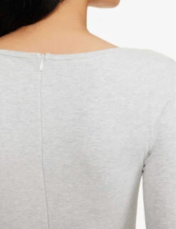 Square-neck Long-sleeved Stretch-cotton Unitard -Whistles Shop R04111529 LIGHTGREYMELANGE ALT04