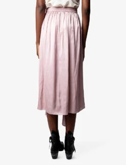 Zadig & Voltaire Jeb Asymmetric-hem Satin Midi Skirt -Whistles Shop R04113370 DEEPPARME ALT03