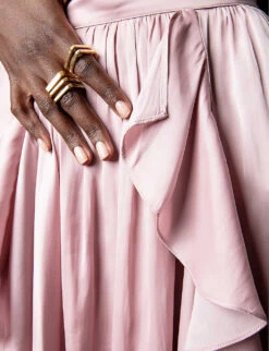 Zadig & Voltaire Jeb Asymmetric-hem Satin Midi Skirt -Whistles Shop R04113370 DEEPPARME ALT04