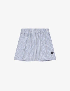 Maje Striped Elasticated-waist Stretch Cotton-blend Shorts