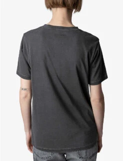 Zadig & Voltaire Bella Crystal-embellished Cotton-jersey T-shirt -Whistles Shop R04121841 CARBONE ALT03