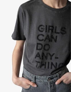 Zadig & Voltaire Bella Crystal-embellished Cotton-jersey T-shirt -Whistles Shop R04121841 CARBONE ALT04