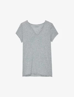 Zadig & Voltaire Henley Skull And Floral-embellished Cotton-jersey T-shirt