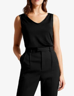 Ted Baker Shavon V-front Relaxed-fit Woven Vest -Whistles Shop R04122401 BLACK ALT02