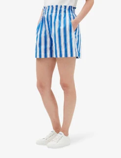 CLAUDIE PIERLOT Striped High-rise Cotton Shorts -Whistles Shop R04122992 DIVERS ALT02