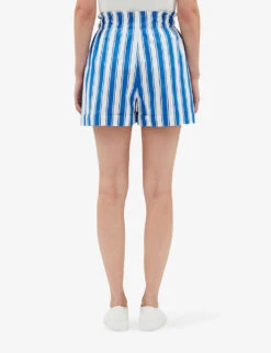 CLAUDIE PIERLOT Striped High-rise Cotton Shorts -Whistles Shop R04122992 DIVERS ALT03