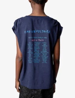 Zadig & Voltaire Adele Graphic-print Sleeveless Organic-cotton T-shirt -Whistles Shop R04125253 ENCRE ALT03