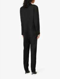 STELLA MCCARTNEY Single-breasted Peak-lapel Slim-leg Woven Jumpsuit -Whistles Shop R04125573 BLACK ALT03