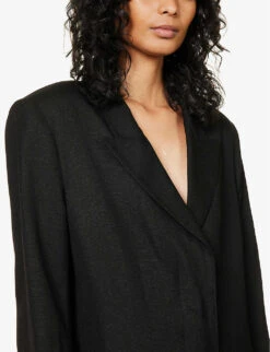 STELLA MCCARTNEY Single-breasted Peak-lapel Slim-leg Woven Jumpsuit -Whistles Shop R04125573 BLACK ALT04