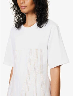 STELLA MCCARTNEY Corset-style Contrast-stitch Cotton T-shirt 11 STELLA MCCARTNEY Corset-style Contrast-stitch Cotton T-shirt -Whistles Shop R04125585 PUREWHITE ALT04