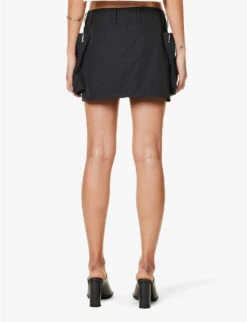 STELLA MCCARTNEY Zipped-pocket Low-rise Cotton-blend Mini Skirt -Whistles Shop R04125589 BLACK ALT03