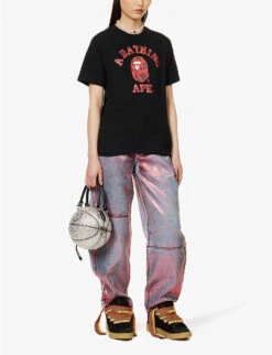 Camo College Graphic-print Cotton-jersey T-shirt -Whistles Shop R04126036 BLACKXRED ALT01