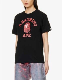 Camo College Graphic-print Cotton-jersey T-shirt -Whistles Shop R04126036 BLACKXRED ALT02