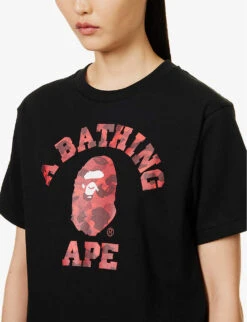 Camo College Graphic-print Cotton-jersey T-shirt -Whistles Shop R04126036 BLACKXRED ALT04