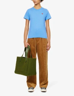 Comme Des Garçons Play Logo-embroidered Cotton-jersey T-shirt -Whistles Shop R04126226 BLUE ALT01