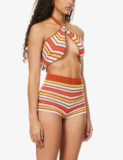 Chevron-pattern Crochet-knit Shorts -Whistles Shop R04126885 MULTI ALT02