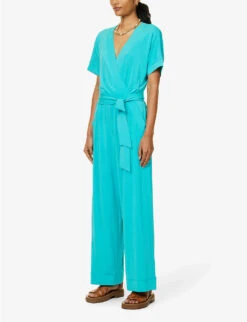 Max Mara Eolo V-neck Stretch-woven Jumpsuit -Whistles Shop R04127783 SKYBLUE ALT02