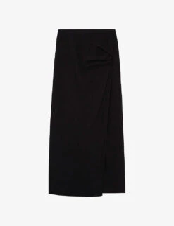 THE KOOPLES Wrap-around Draped Woven Midi Skirt