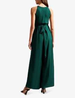 Ted Baker Meriahh Halter-neck Woven Jumpsuit -Whistles Shop R04128535 DKGREEN ALT03