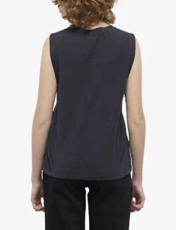 THE KOOPLES Skull-print Sleeveless Cotton T-shirt -Whistles Shop R04129062 BLA55 ALT03
