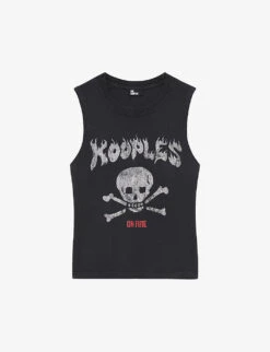THE KOOPLES Skull-print Sleeveless Cotton T-shirt