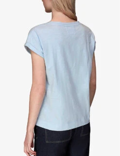 Whistles Willa Organic Cotton-jersey T-shirt -Whistles Shop R04129282 PALEBLUE ALT03