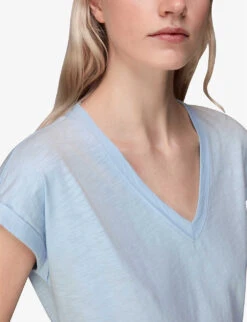 Whistles Willa Organic Cotton-jersey T-shirt -Whistles Shop R04129282 PALEBLUE ALT04