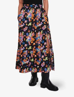 Hallow Floral-print Organic-cotton Maxi Skirt -Whistles Shop R04129970 FLORALBRIGHTPRINT ALT02