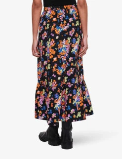Hallow Floral-print Organic-cotton Maxi Skirt -Whistles Shop R04129970 FLORALBRIGHTPRINT ALT03
