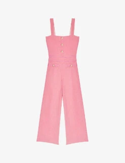 Maje Buttoned Wide-leg Tweed Jumpsuit