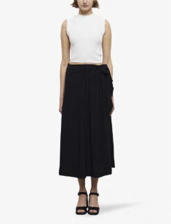 THE KOOPLES Belted Low-waist Woven Maxi Skirt -Whistles Shop R04131158 BLA01 ALT02