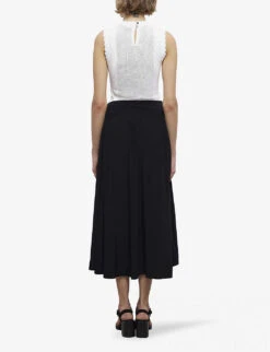 THE KOOPLES Belted Low-waist Woven Maxi Skirt -Whistles Shop R04131158 BLA01 ALT03