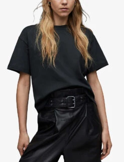 AllSaints Cygni Cut-out Organic-cotton T-shirt -Whistles Shop R04131319 WASHEDBLACK ALT02