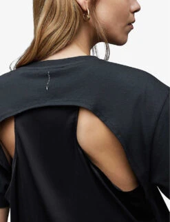 AllSaints Cygni Cut-out Organic-cotton T-shirt -Whistles Shop R04131319 WASHEDBLACK ALT04