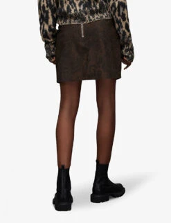 AllSaints Lila Leopard-print Leather Mini Skirt -Whistles Shop R04131349 BROWN ALT03