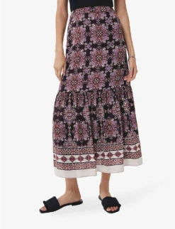 Ikks Graphic-print Crepe-voile Midi Skirt -Whistles Shop R04133248 RASPBERRY ALT02