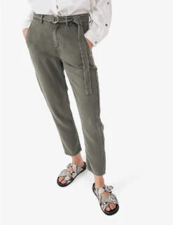 Ikks Baggy Buckle-belt Tapered-leg Mid-rise Jeans -Whistles Shop R04133251 EMERALD ALT02